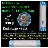 BU Shotgun Jefferson 5c roll, 1988-p 40 pcs Bank $