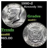 1990-d Kennedy Half Dollar 50c Grades GEM+ Unc