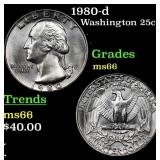 1980-d Washington Quarter 25c Grades GEM+ Unc