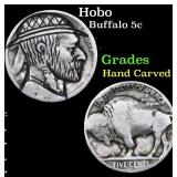 Hobo Buffalo Nickel 5c Grades Hand Carved