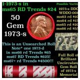 BU Shotgun Lincoln 1c roll, 1973-s 50 pcs Bank Wra