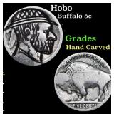 Hobo Buffalo Nickel 5c Grades Hand Carved
