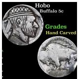 Hobo Buffalo Nickel 5c Grades Hand Carved
