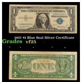 1957 $1 Blue Seal Silver Certificate Grades vf+