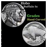 Hobo Buffalo Nickel 5c Grades Hand Carved