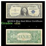 1957B $1 Blue Seal Silver Certificate Grades vf++