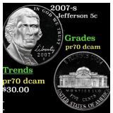2007-s Proof Jefferson Nickel 5c pr70 dcam SEGS