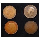 Group of 4 Coins, Great Britain Pennies, 1861, 191