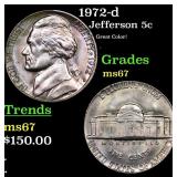 1972-d Jefferson Nickel 5c Grades GEM++ Unc