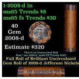 BU Shotgun Jefferson 5c roll, 2008-d 40 pcs Bank $