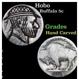 Hobo Buffalo Nickel 5c Grades Hand Carved