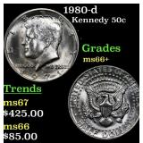 1980-d Kennedy Half Dollar 50c Grades GEM++ Unc