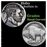 Hobo Buffalo Nickel 5c Grades Hand Carved