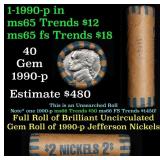 BU Shotgun Jefferson 5c roll, 1996-p 40 pcs Bank $