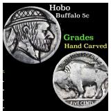 Hobo Buffalo Nickel 5c Grades Hand Carved