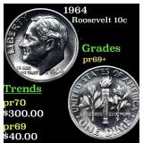 1964 Proof Roosevelt Dime 10c Grades GEM++ Proof