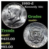 1980-d Kennedy Half Dollar 50c Grades GEM++ Unc