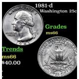 1981-d Washington Quarter 25c Grades GEM+ Unc