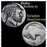 Hobo Buffalo Nickel 5c Grades Hand Carved