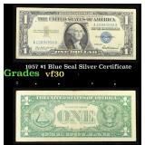 1957 $1 Blue Seal Silver Certificate Grades vf++