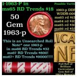 BU Shotgun Lincoln 1c roll, 1963-p 50 pcs Dunbar W