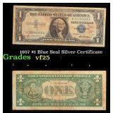 1957 $1 Blue Seal Silver Certificate Grades vf+