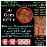 BU Shotgun Lincoln 1c roll, 1977-d 50 pcs Dunbar W