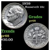 1959 Proof Roosevelt Dime 10c Grades GEM++ Proof