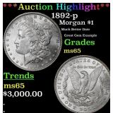 ***Major Highlight*** 1892-p Morgan Dollar $1 ms65