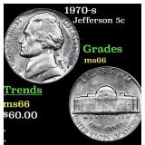1970-s Jefferson Nickel 5c Grades GEM+ Unc