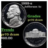1988-s Proof Jefferson Nickel 5c pr70 dcam SEGS