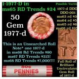 BU Shotgun Lincoln 1c roll, 1977-d 50 pcs Bank Wra