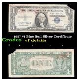 1957 $1 Blue Seal Silver Certificate Grades vf det