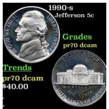 1990-s Proof Jefferson Nickel 5c Grades GEM++ Proo