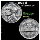 1972-d Jefferson Nickel 5c Grades GEM+ Unc