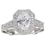 Decadence Sterling Silver Oval Fancy Halo Cathedra