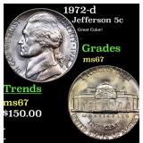 1972-d Jefferson Nickel 5c Grades GEM++ Unc