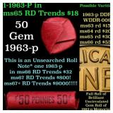 BU Shotgun Lincoln 1c roll, 1963-p 50 pcs Bank Wra