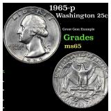 1965-p Washington Quarter 25c Grades GEM Unc