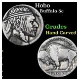 Hobo Buffalo Nickel 5c Grades Hand Carved