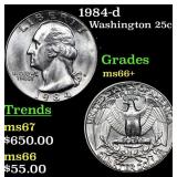 1984-d Washington Quarter 25c Grades GEM++ Unc