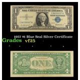 1957 $1 Blue Seal Silver Certificate Grades vf+