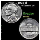 1972-d Jefferson Nickel 5c Grades GEM+ Unc