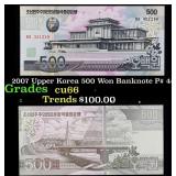 2007 Upper Korea 500 Won Banknote P# 44c Grades Ge