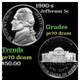 1990-s Proof Jefferson Nickel 5c Grades GEM++ Proo