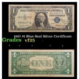 1957 $1 Blue Seal Silver Certificate Grades vf+