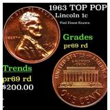 1963 Proof Lincoln Cent TOP POP! 1c Graded pr69 rd