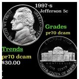 1997-s Proof Jefferson Nickel 5c Grades GEM++ Proo