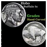 Hobo Buffalo Nickel 5c Grades Hand Carved