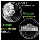 2006-s Proof Jefferson Nickel 5c pr70 dcam SEGS